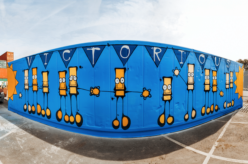 An image showing the art installation that My Dog Sighs created as part of his collaboration with Victorious